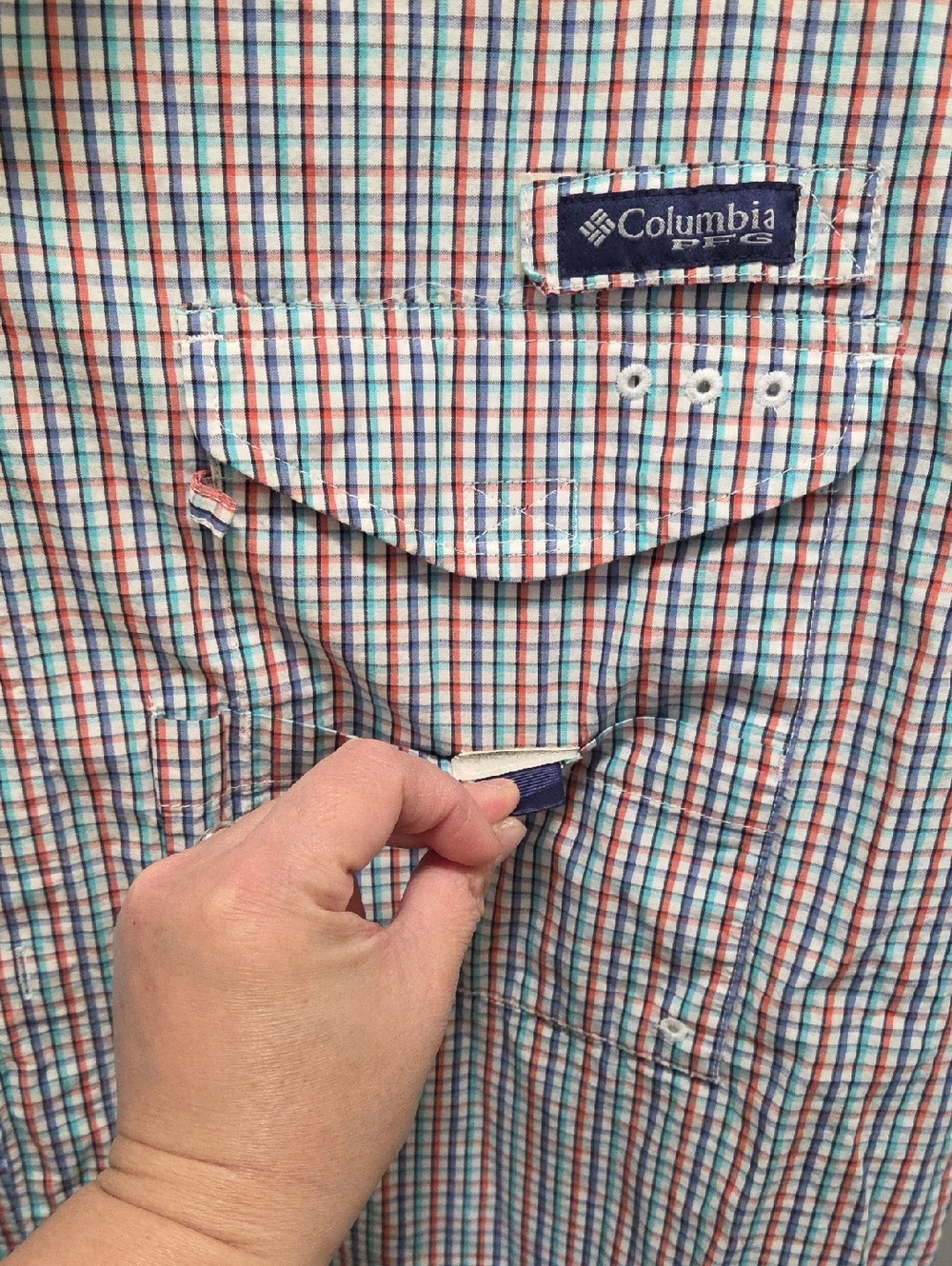 Columbia PFG Omni-Shield Plaid Fishing Shirt Long Sleeve Button-Up Outdoor - Picture 7 of 12